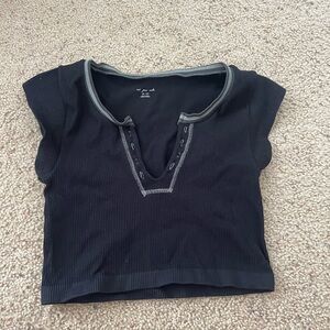 OFU Black Ribbed Crop Top